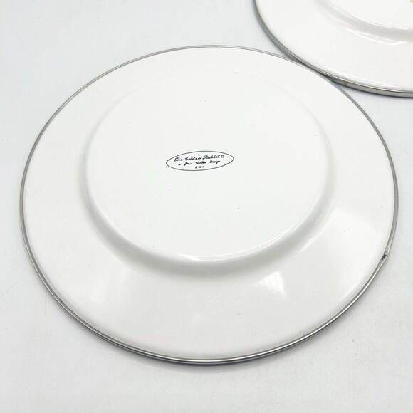 Golden Rabbit II 1999 Ladybug Plates Checkered Enamelware Jean Wilkes Set of 2 - Picture 8 of 10